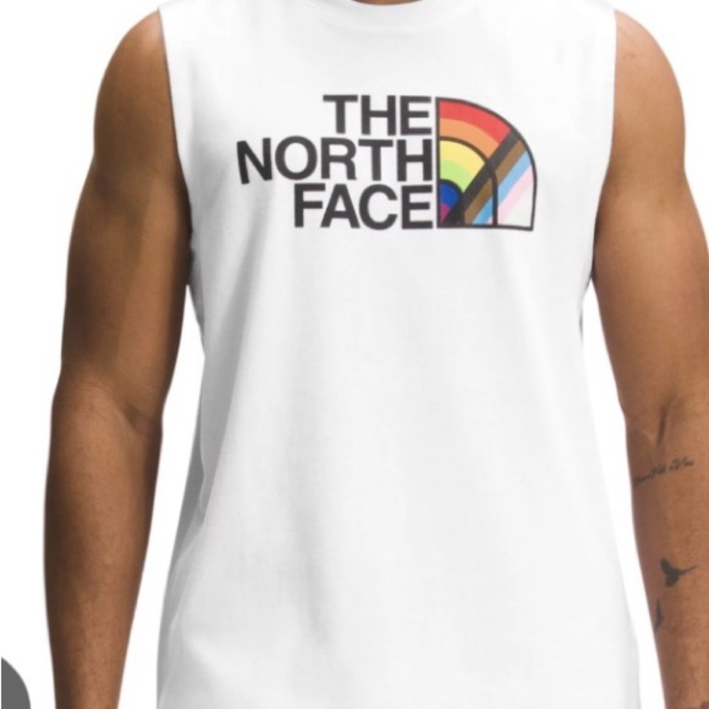 The North Face Mens Standard Fit Pride Logo Sleeveless Tank  T-Shirt White XXL